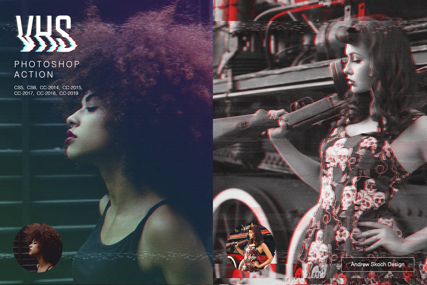 家用录像系统信号故障屏幕效果PS动作 VHS Photoshop Action插图(3)