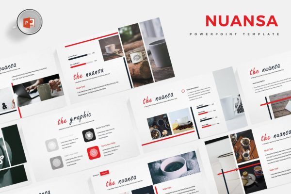 咖啡/咖啡厅品牌推广PPT设计模板 Nuansa – Powerpoint Template