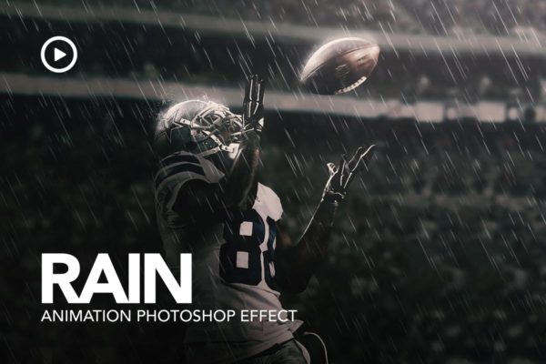 下雨动态效果PS动作 Rain Animation Photoshop Action