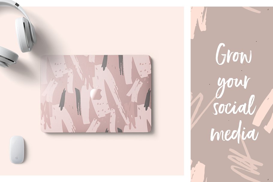 抽象图案笔刷&Instagram贴图模板 Abstract Brushed Patterns & Stories插图(4)