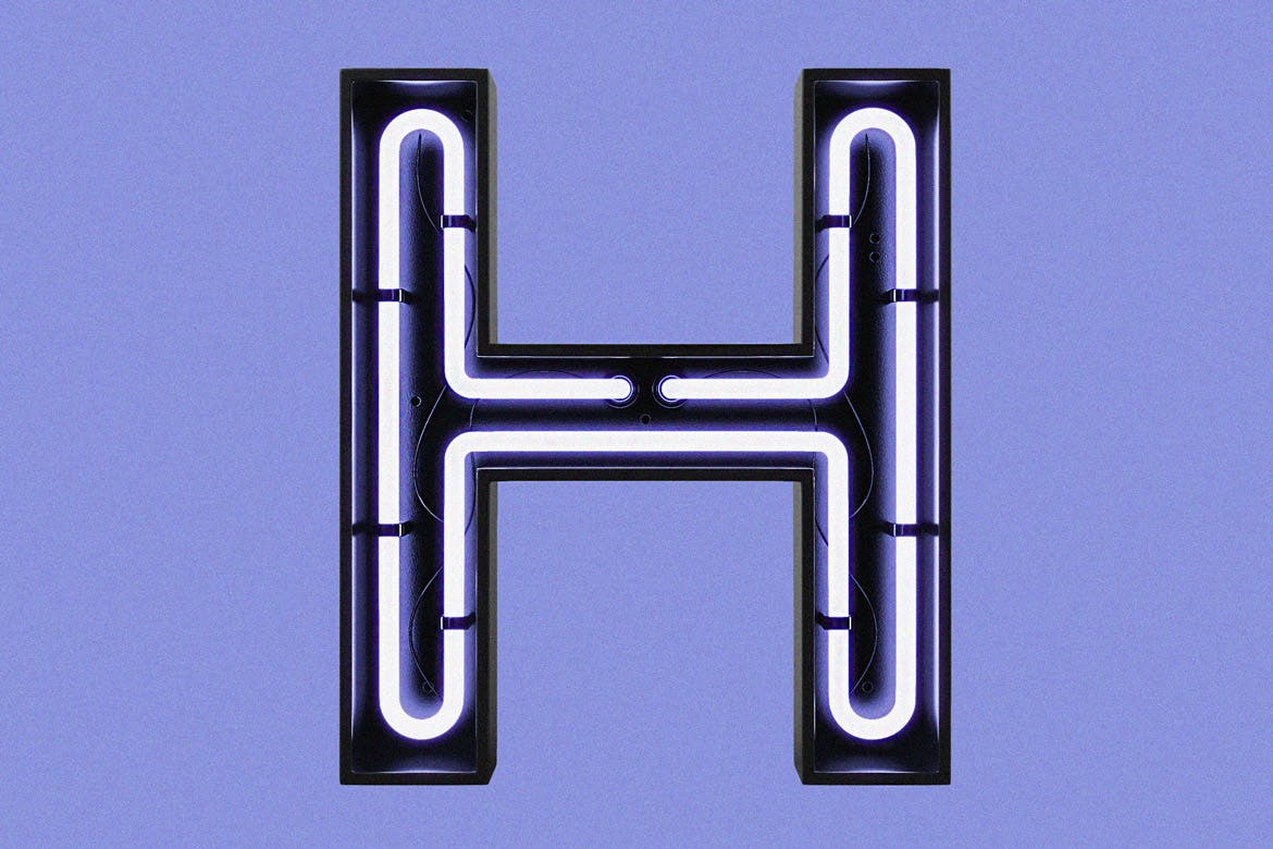 26个3D风格霓虹灯字母设计PSD模板 Neon Alphabet Kit插图(2)