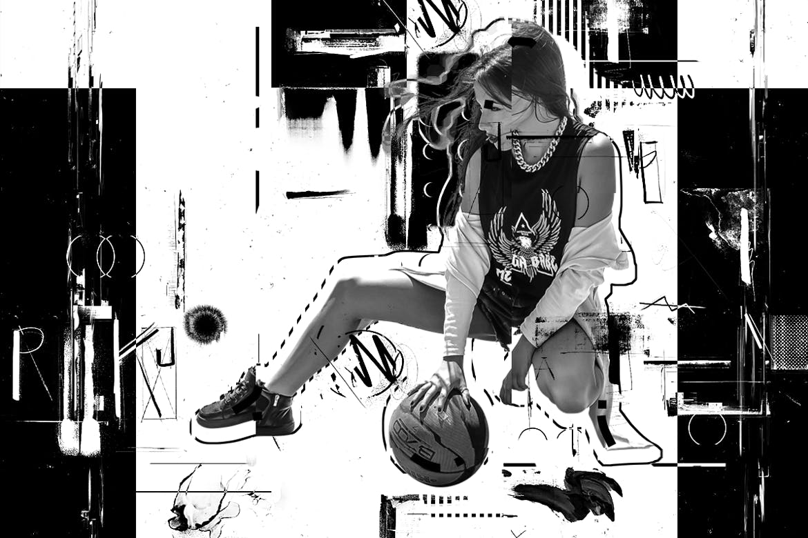 抽象海报设计油墨印刷效果PS动作 Ink Monoprint Poster Photoshop Action插图(2)