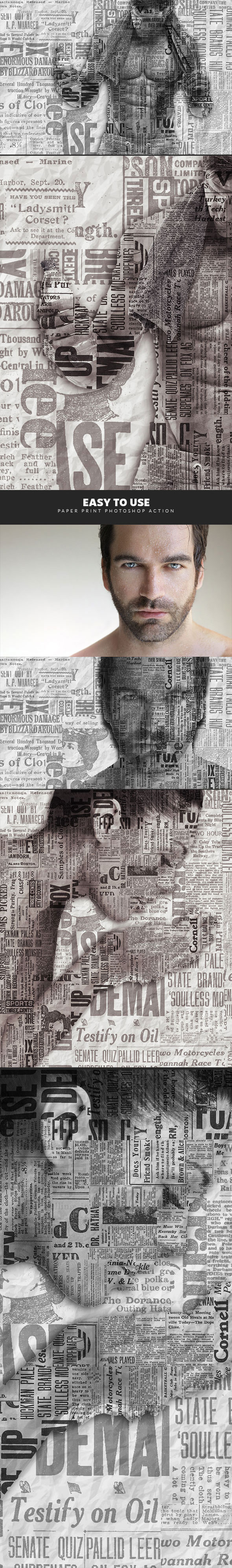 为照片叠加报纸图案风格的PS动作 Paper Print Photoshop Action插图(1)