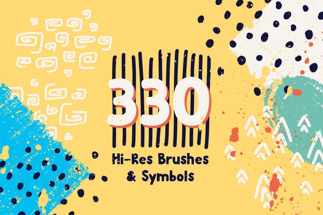 AI插画设计笔刷&符号合集 Graphic Beats: Illustrator Brushes插图(1)