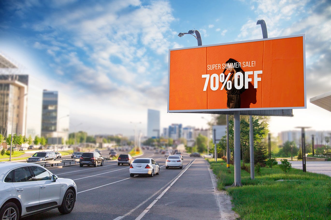 户外公路大型广告牌广告设计展示效果图样机 Advertising Billboard Mockup插图(1)