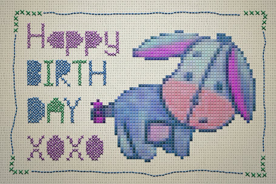 照片转十字绣缝线效果PS动作 Cross Stitch Effect For Photoshop插图(4)