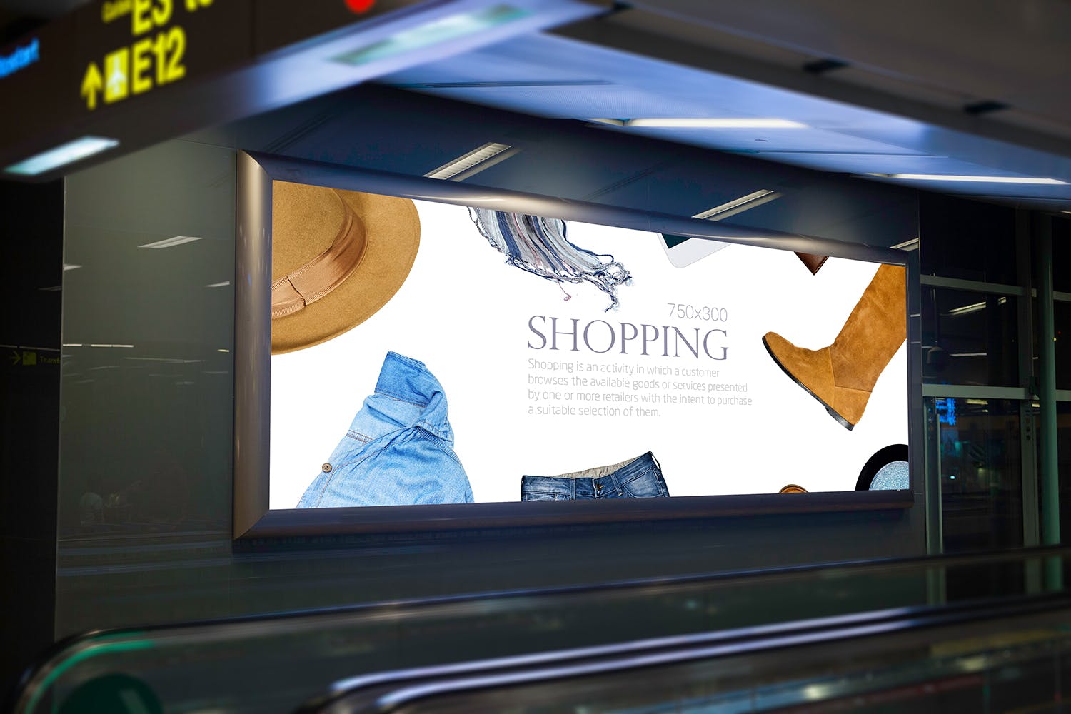 室内广告牌图片效果图样机模板 Indoor Advertising Mock-Up插图(5)