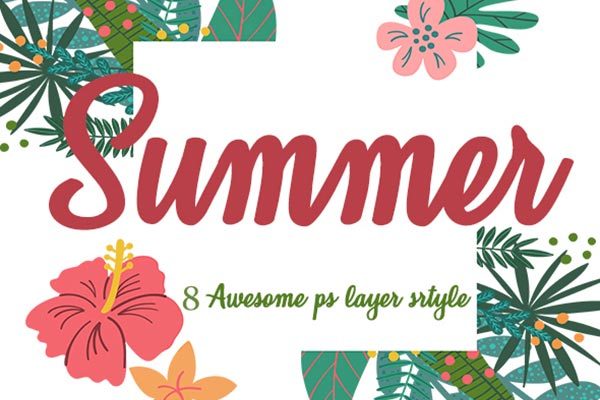 8款夏季风格3D文字的PS图层样式文件下载 Summer Text Effects v.5 [psd]