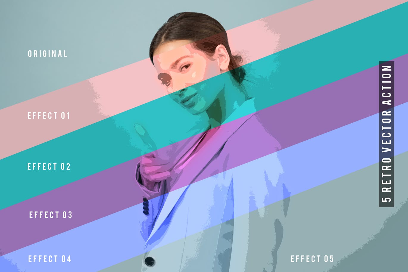 5种复古着色做旧效果PS照片处理动作 5 Retro Vector Action插图