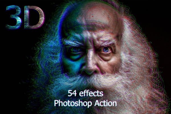 54款人像照片3D特效PS动作 3D Actions
