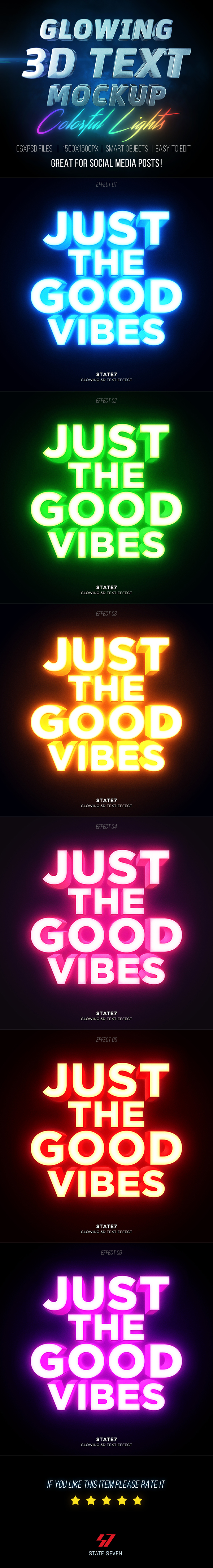 发光3D文字效果的PS图层样式文件下载 3D Text Mockup V2 [psd]插图