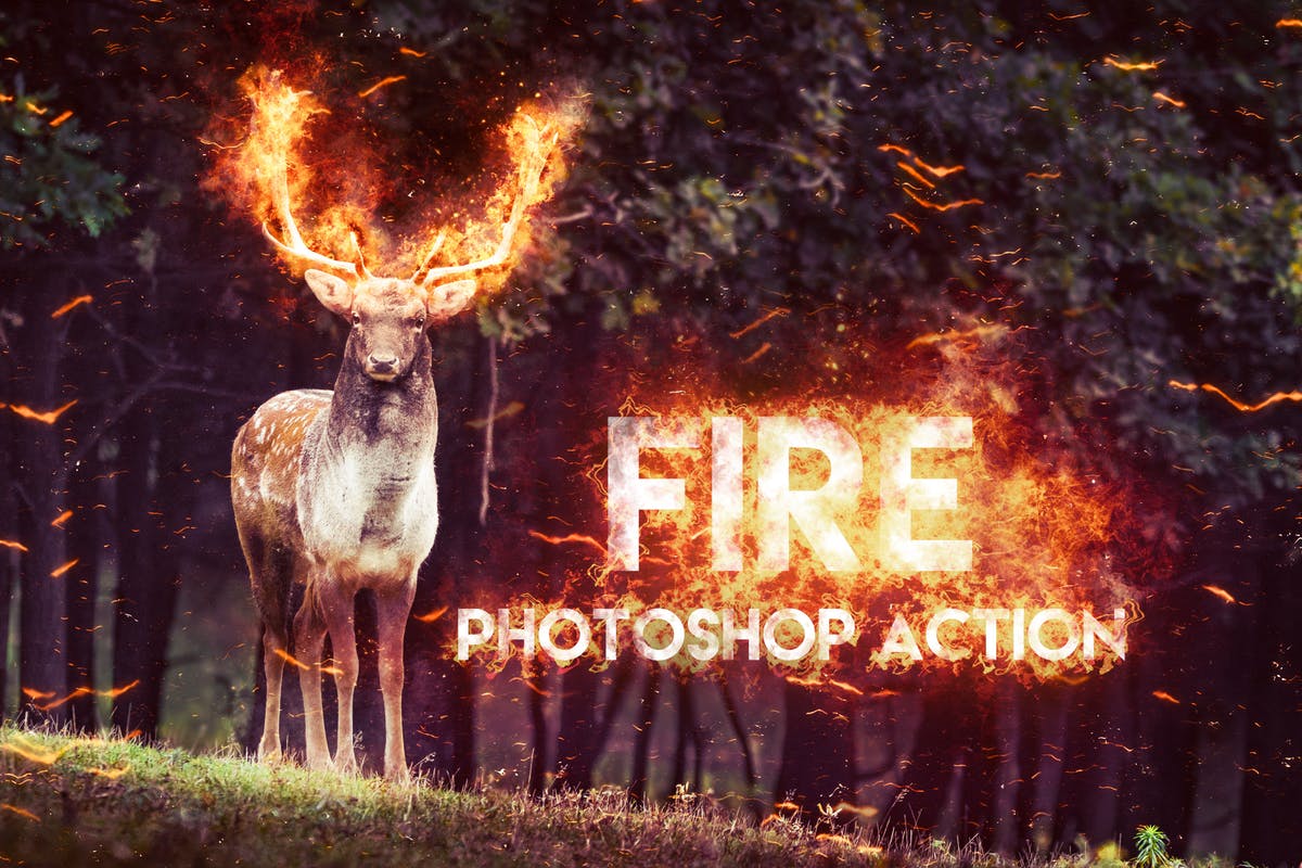 炫酷逼真火焰装饰效果PS动作 Fire Photoshop Action插图