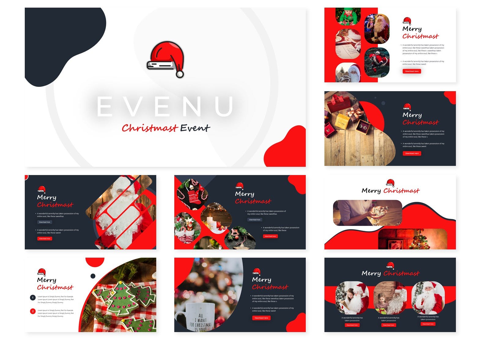 圣诞节庆祝活动主题谷歌演示文稿幻灯片模板 Evenue | Google Slides Template插图(1)