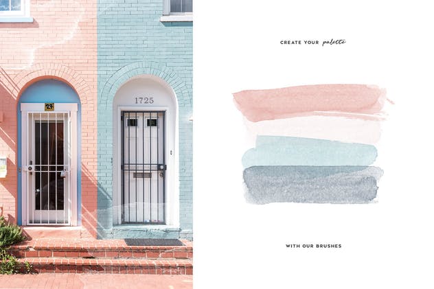 水彩画笔/图案PS笔刷合集 Aurora Watercolor Brushes Collection插图(5)