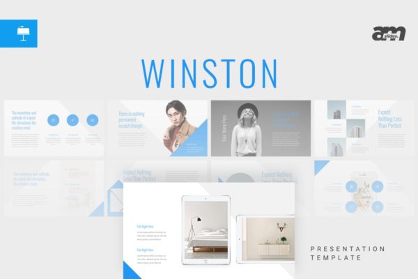 简约创意设计电子商务Keynote幻灯片模板 Winston – Keynote Temlplate