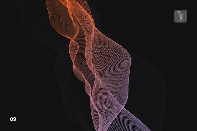 数字网络信号波纹线条PS笔刷 Digital Network Flow of Waves Photoshop Brushes插图(9)