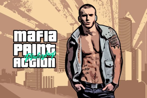 涂鸦手绘绘画艺术CS6 &amp; CC+PS动作 Mafia Painting Art CS6 &amp; CC+ Photoshop Action