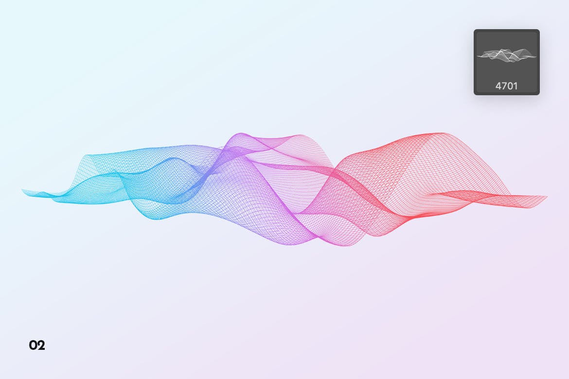 抽象数字网格波纹背景纹理PS笔刷 Digital Grid Waves Photoshop Brushes插图(5)