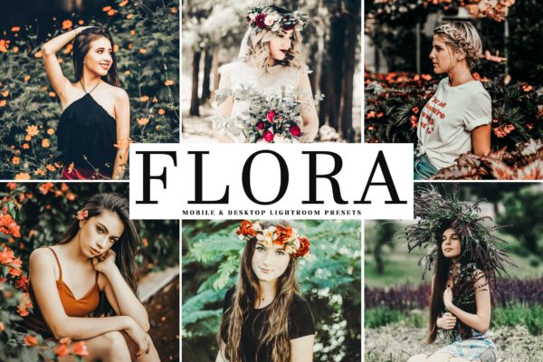 深蓝色/淡绿色人像摄影后期处理LR调色预设 Flora Mobile &amp; Desktop Lightroom Presets