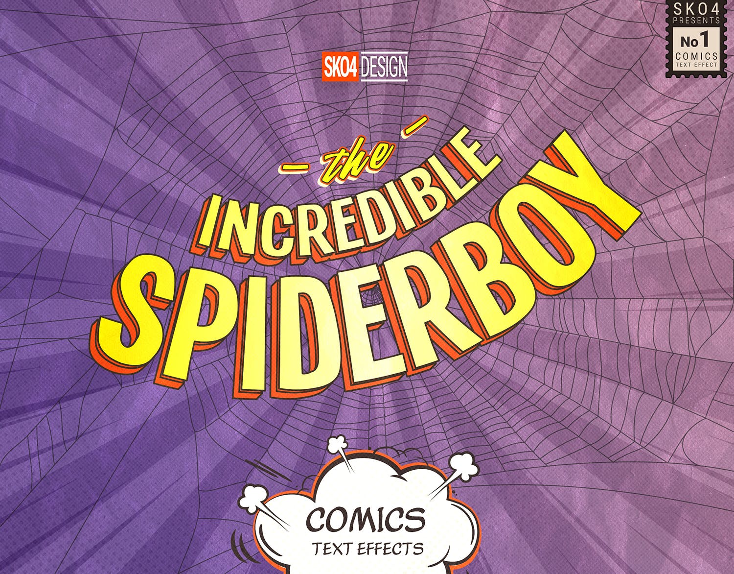 3D复古动漫卡通封面字体设计样式PSD图层样式 Comics Text Effects插图(4)