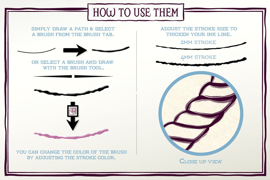 钢笔素描笔画AI笔刷 Ink Sketch Brushes插图(2)