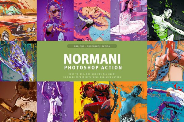 时尚酷炫彩色泼墨效果的PS动作套装下载 Normani Photoshop Action