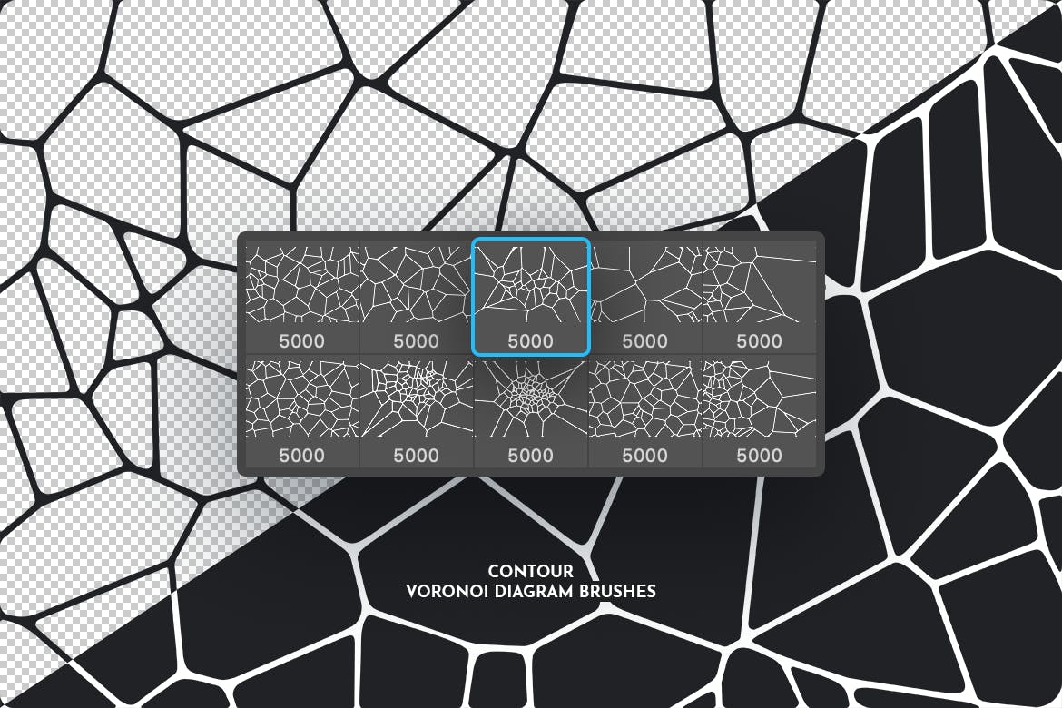 Voronoi不规则多边形几何图案PS笔刷 Voronoi Diagram Photoshop Brushes插图(4)