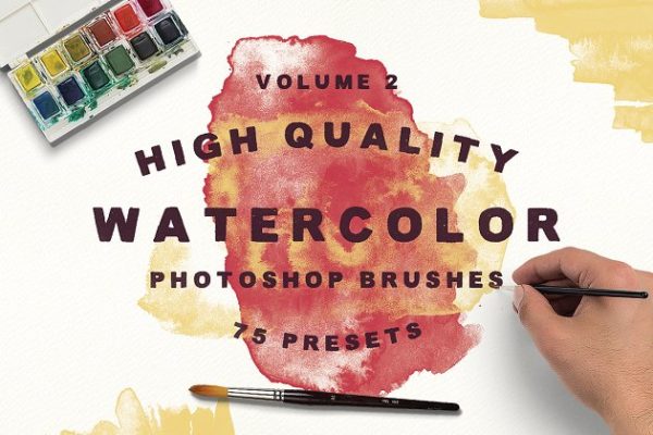 75款水彩笔画PS笔刷 75 Watercolor Brushes – Vol.2