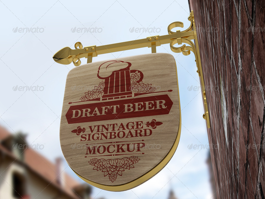 复古招牌盾牌样机 Vintage Signboard Shield Mock-Up插图(1)