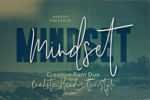 二重奏字体：手写草书书法+粗体无衬线英文字体 Mindset Font Duo