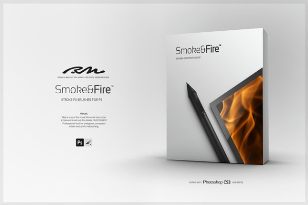 RM精品：烟雾&amp;火焰图形图案PS笔刷 RM Smoke &amp; Fire