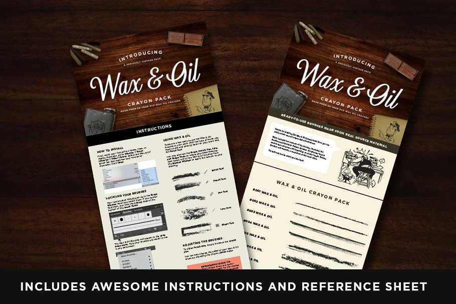 蜡笔&油画画笔AI笔刷 Wax & Oil Illustrator Brushes插图(4)