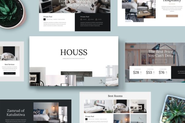 室内设计/家居品牌介绍Keynote幻灯片模板 HOUSS – Keynote Template