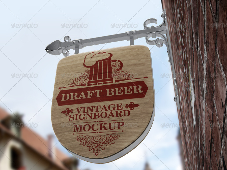 复古招牌盾牌样机 Vintage Signboard Shield Mock-Up插图