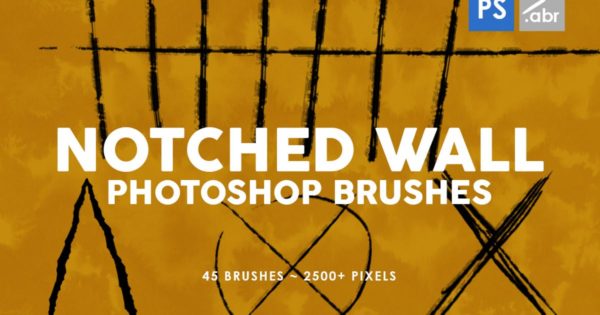 45个缺口墙痕划痕图案PS印章笔刷 45 Notched Wall Photoshop Stamp Brushes