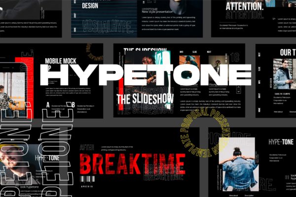 潮时尚酷黑背景Keynote幻灯片模板下载 Hypetone – Keynote