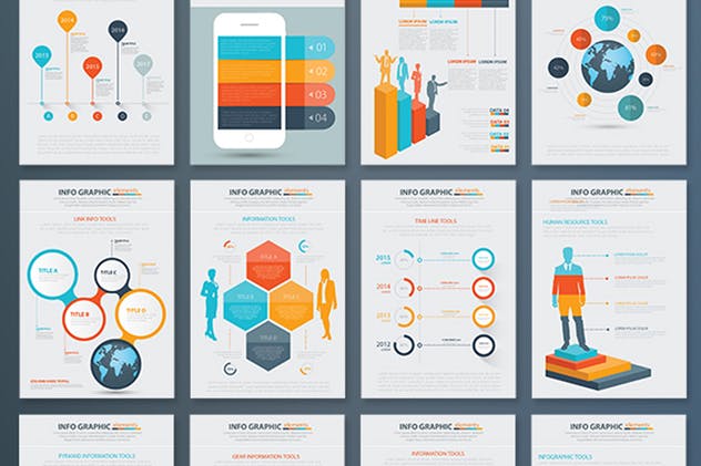 数据演示信息图标元素设计模板 17 Pages Info Graphic Elements Design插图(4)