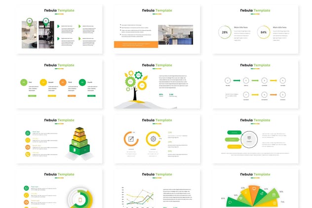 多种配色信息图表企业宣传PPT幻灯片素材 Nebula – Powerpoint Template插图(2)