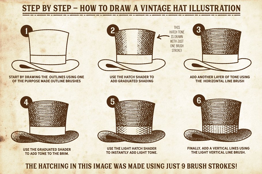 复古线条纹理AI笔刷 Finest Vintage – Illustrator Brushes插图(2)