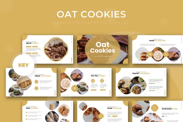 烘焙主题品牌推介素材库精选Google演示模板 Oat Cookies – Google Slide Template