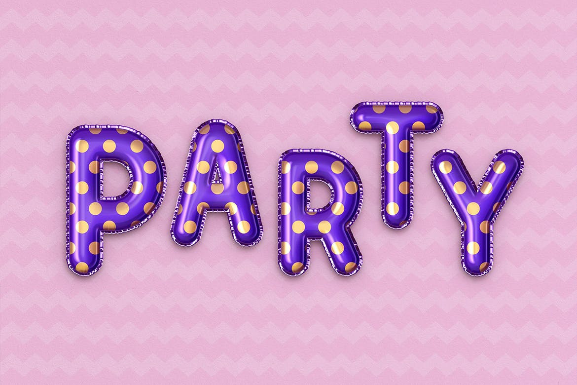 金箔气球文本效果字体特效样式PSD分层模板 Foil Balloon Text Effects插图(1)