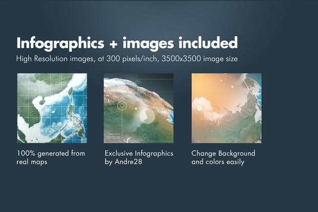 超高品质地球模型信息图表设计模板v1 Illustrations of the Earth with Infographics v1插图(1)