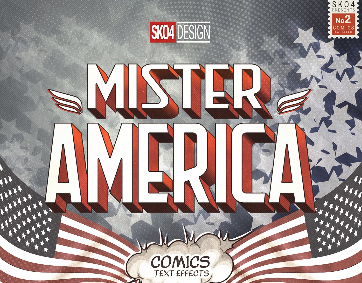 3D复古动漫卡通封面字体设计样式PSD图层样式 Comics Text Effects插图(2)