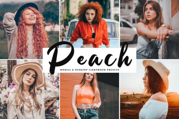 明亮暖色桃红色系人物摄影后期调色LR预设 Peach Mobile &amp; Desktop Lightroom Presets