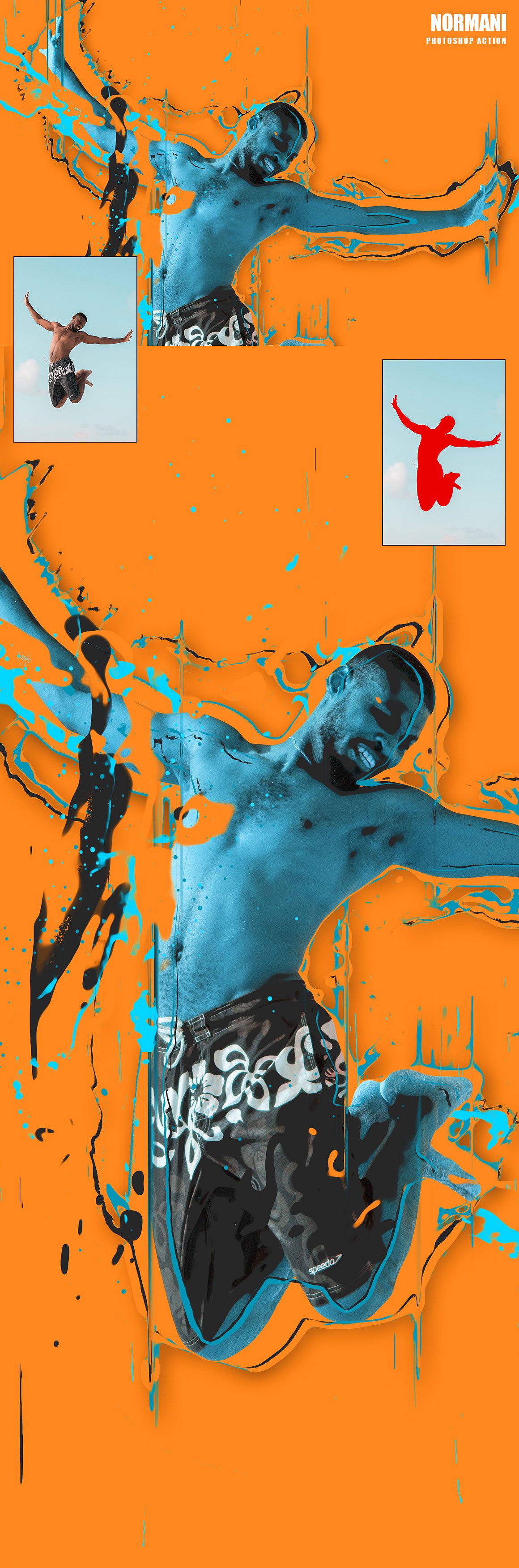 时尚酷炫彩色泼墨效果的PS动作套装下载 [atn]