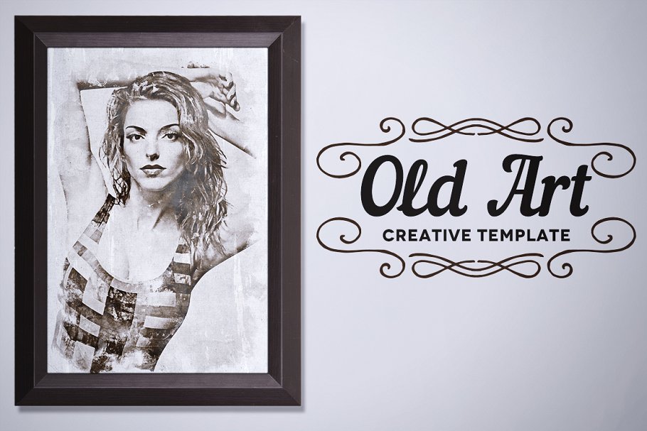 创意复古水彩油画照片效果 Old Art – Creative Template插图