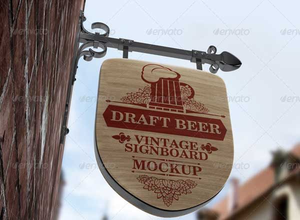 复古招牌盾牌样机 Vintage Signboard Shield Mock-Up