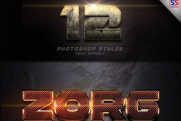 12个华丽金属立体文本效果PS字体样式Vol 8
