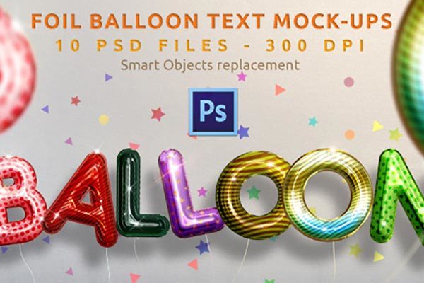 真实气球字体和元素的PS图层样式 Realistic Balloon Text Mock-ups [psd]