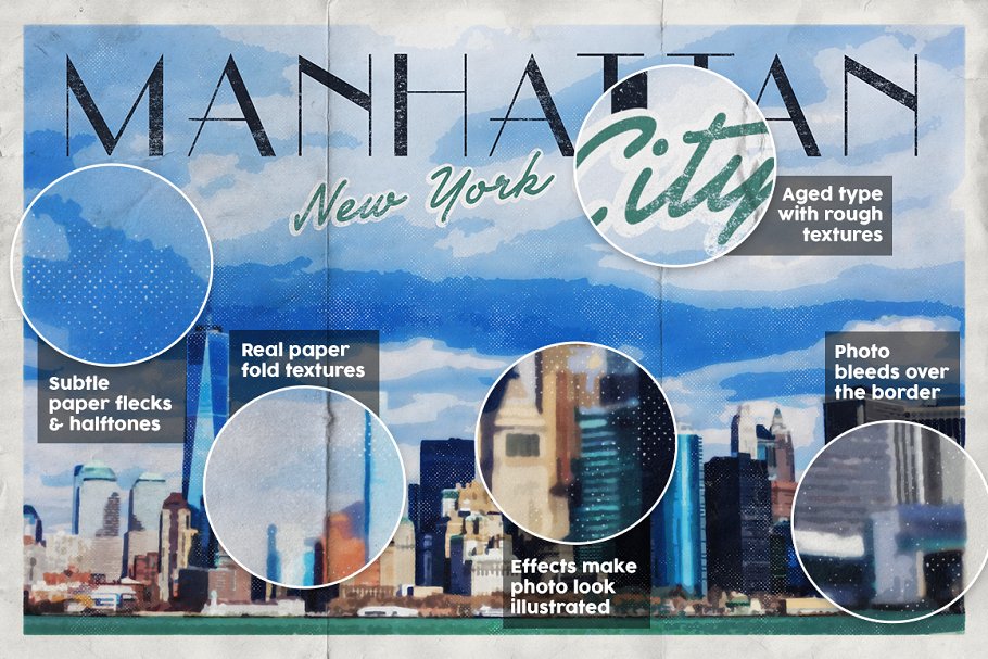 复刻1900’s年代明信片风格图层样式 PosterPress for Photoshop插图(1)